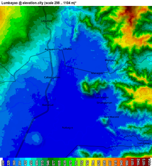 Zoom OUT 2x Lumbayao, Philippines elevation map