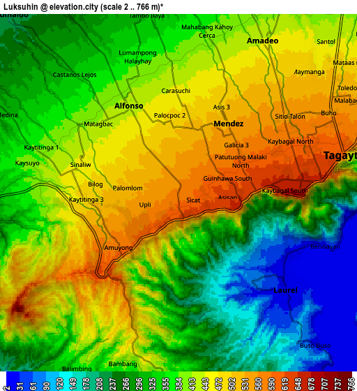 Zoom OUT 2x Luksuhin, Philippines elevation map