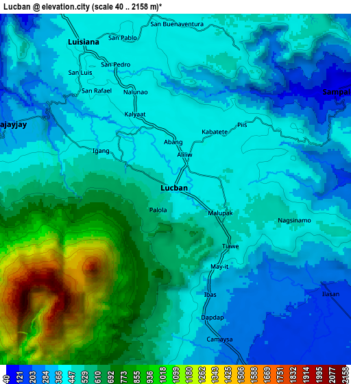 Zoom OUT 2x Lucban, Philippines elevation map