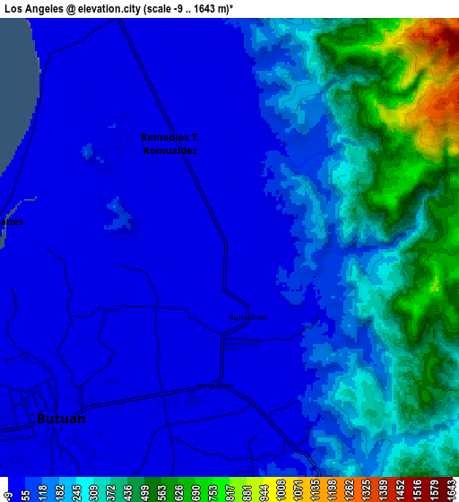 Zoom OUT 2x Los Angeles, Philippines elevation map