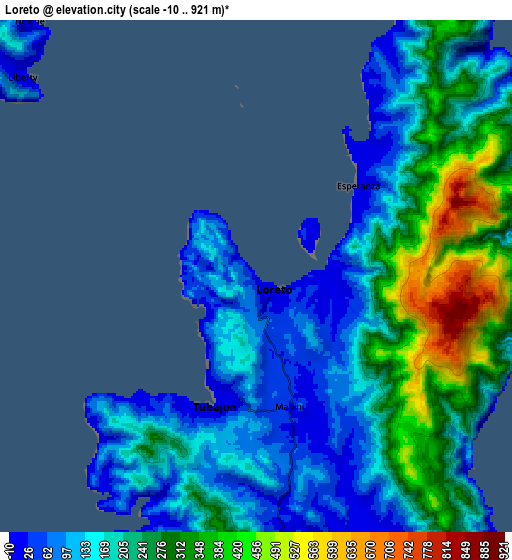 Zoom OUT 2x Loreto, Philippines elevation map