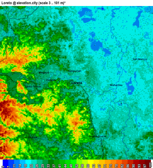 Zoom OUT 2x Loreto, Philippines elevation map