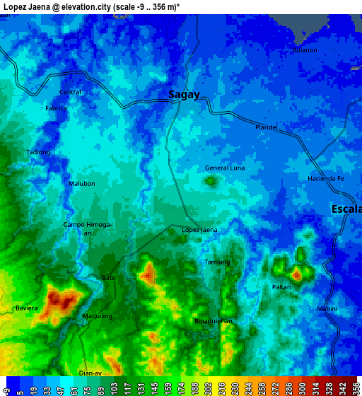 Zoom OUT 2x Lopez Jaena, Philippines elevation map