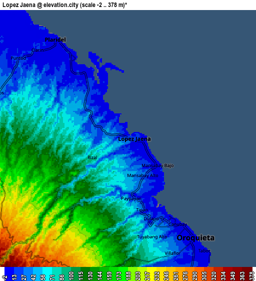 Zoom OUT 2x Lopez Jaena, Philippines elevation map