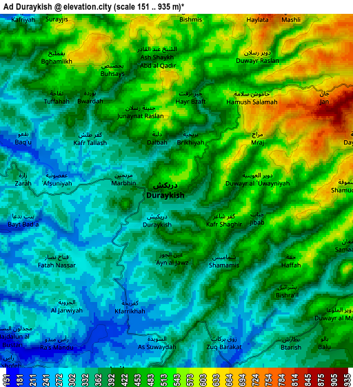 Zoom OUT 2x Ad Duraykīsh, Syria elevation map