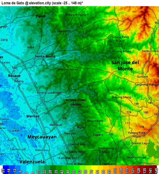 Zoom OUT 2x Loma de Gato, Philippines elevation map