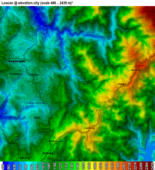 Zoom OUT 2x Loacan, Philippines elevation map