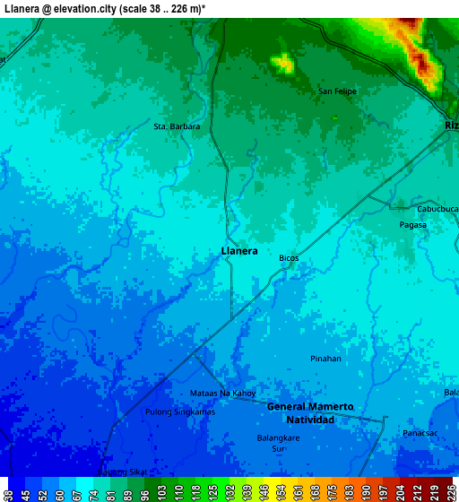 Zoom OUT 2x Llanera, Philippines elevation map