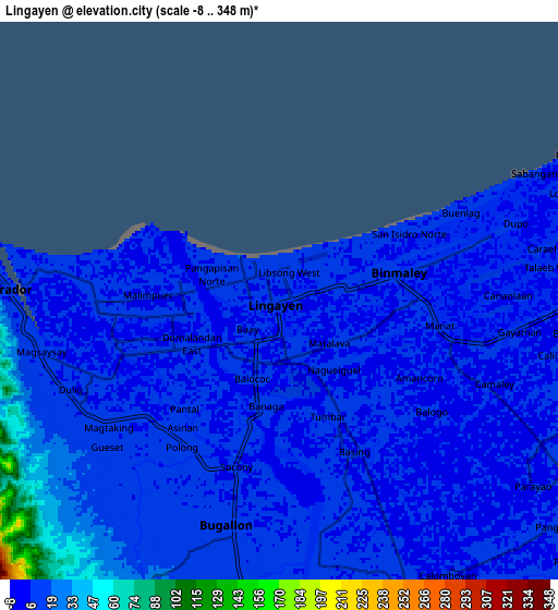 Zoom OUT 2x Lingayen, Philippines elevation map