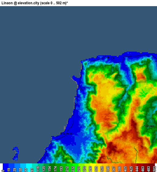 Zoom OUT 2x Linaon, Philippines elevation map