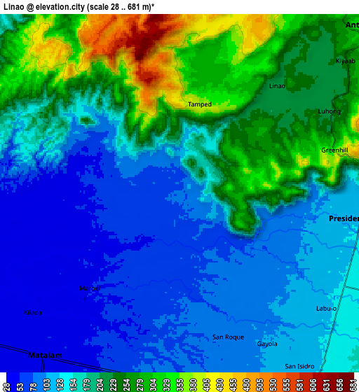 Zoom OUT 2x Linao, Philippines elevation map