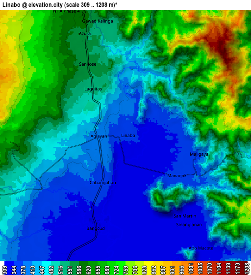 Zoom OUT 2x Linabo, Philippines elevation map