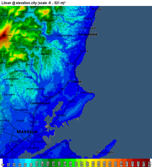 Zoom OUT 2x Liloan, Philippines elevation map