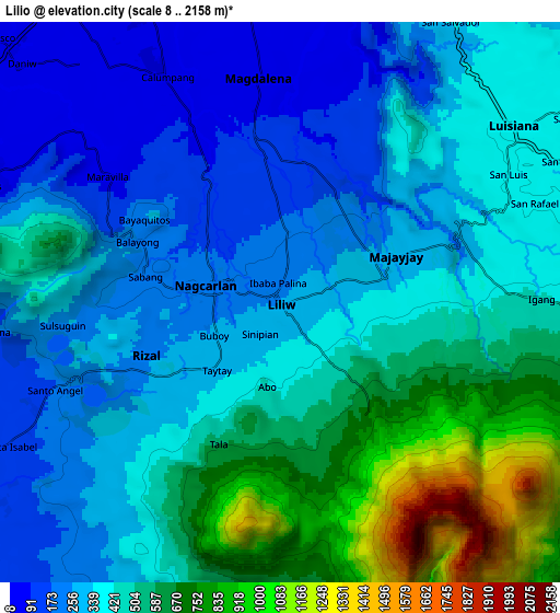 Zoom OUT 2x Lilio, Philippines elevation map