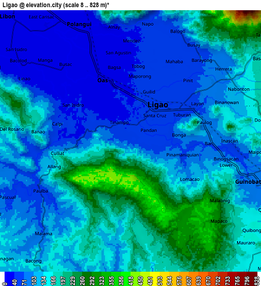 Zoom OUT 2x Ligao, Philippines elevation map