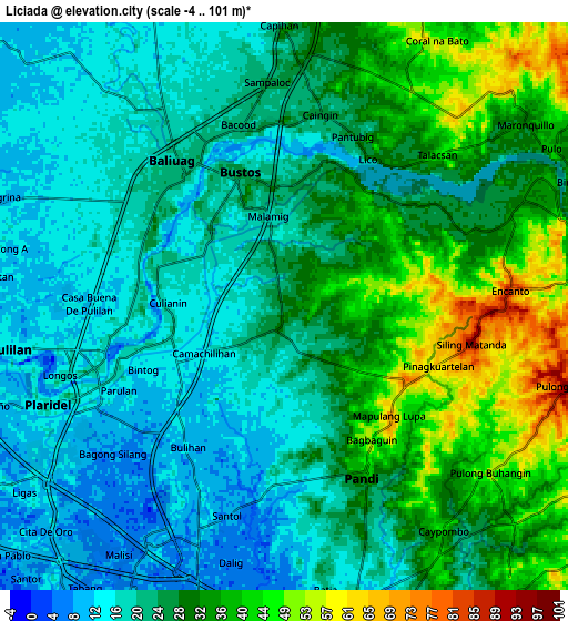Zoom OUT 2x Liciada, Philippines elevation map
