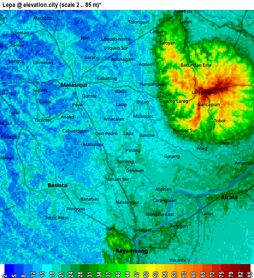 Zoom OUT 2x Lepa, Philippines elevation map