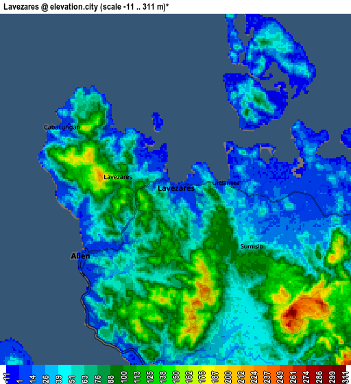 Zoom OUT 2x Lavezares, Philippines elevation map