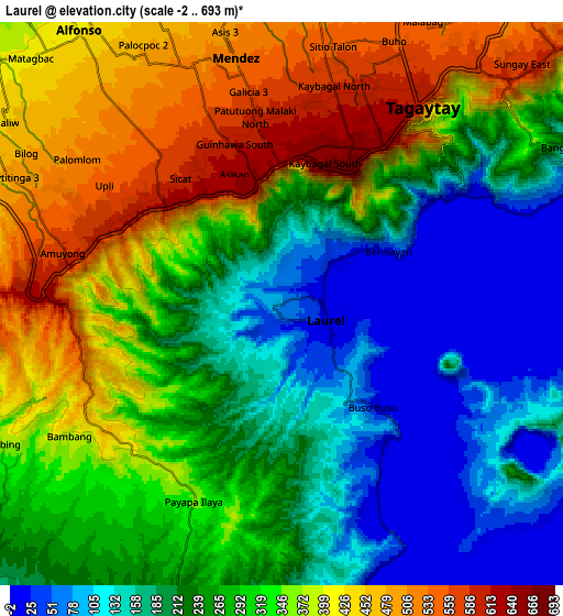 Zoom OUT 2x Laurel, Philippines elevation map