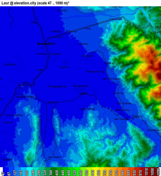 Zoom OUT 2x Laur, Philippines elevation map