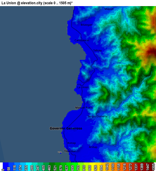 Zoom OUT 2x La Union, Philippines elevation map