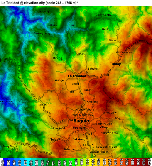 Zoom OUT 2x La Trinidad, Philippines elevation map