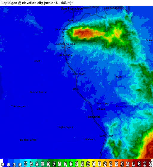 Zoom OUT 2x Lapinigan, Philippines elevation map