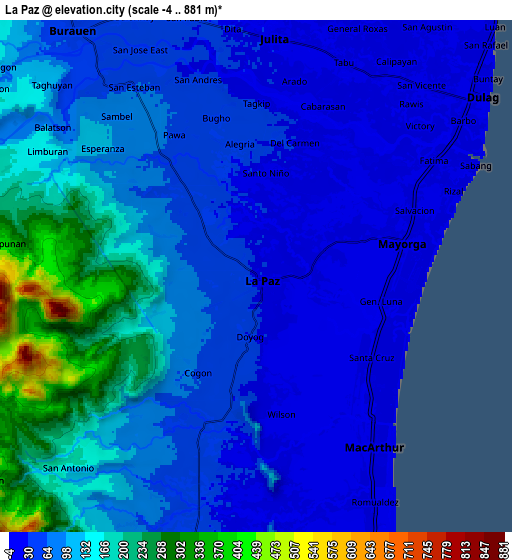 Zoom OUT 2x La Paz, Philippines elevation map