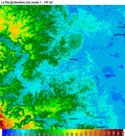 Zoom OUT 2x La Paz, Philippines elevation map