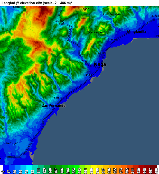 Zoom OUT 2x Langtad, Philippines elevation map