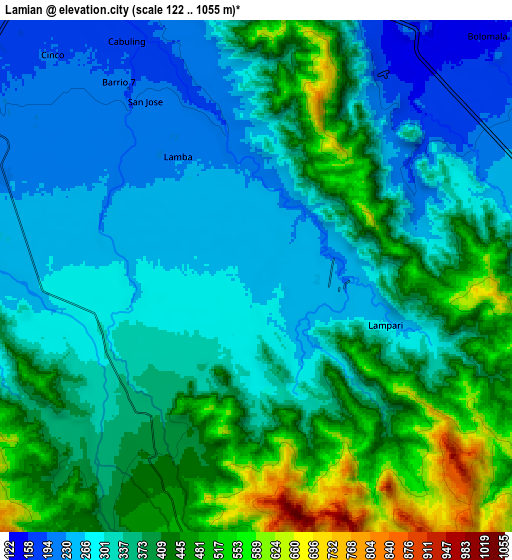 Zoom OUT 2x Lamian, Philippines elevation map