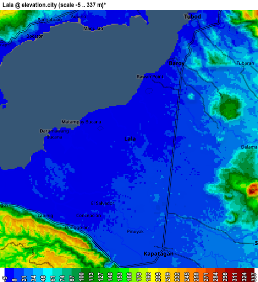 Zoom OUT 2x Lala, Philippines elevation map