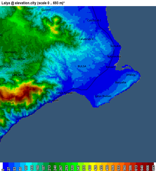 Zoom OUT 2x Laiya, Philippines elevation map