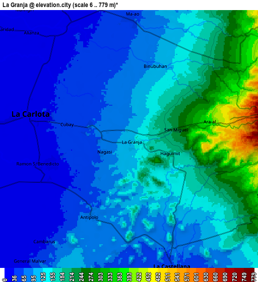 Zoom OUT 2x La Granja, Philippines elevation map