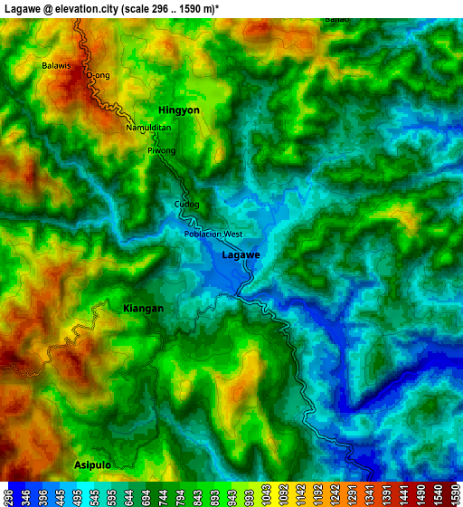 Zoom OUT 2x Lagawe, Philippines elevation map