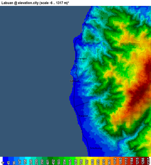 Zoom OUT 2x Labuan, Philippines elevation map