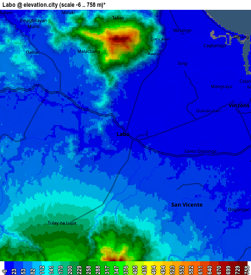 Zoom OUT 2x Labo, Philippines elevation map