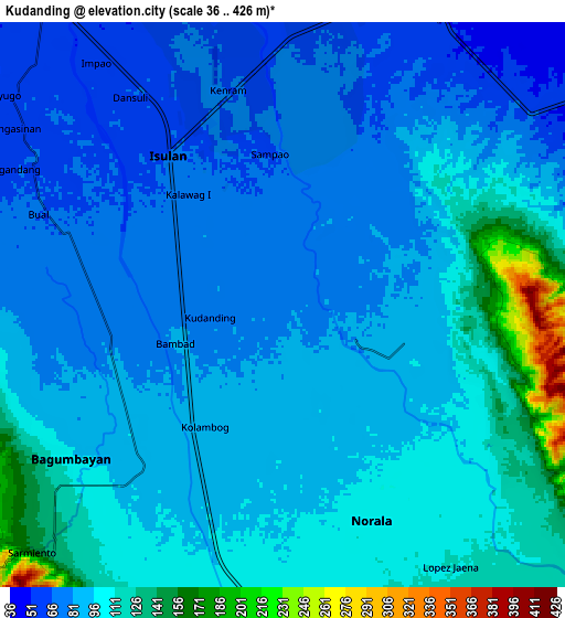 Zoom OUT 2x Kudanding, Philippines elevation map