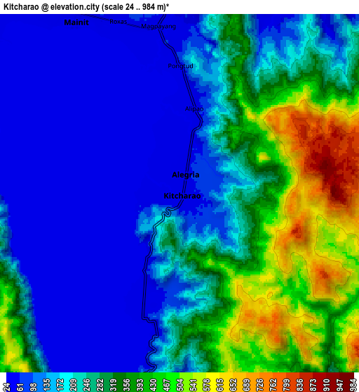 Zoom OUT 2x Kitcharao, Philippines elevation map