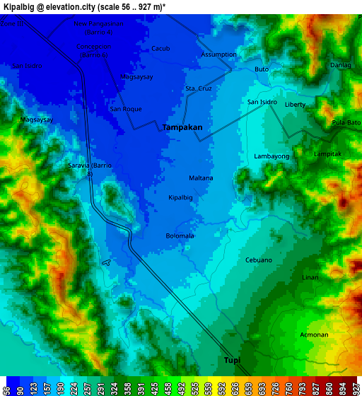 Zoom OUT 2x Kipalbig, Philippines elevation map