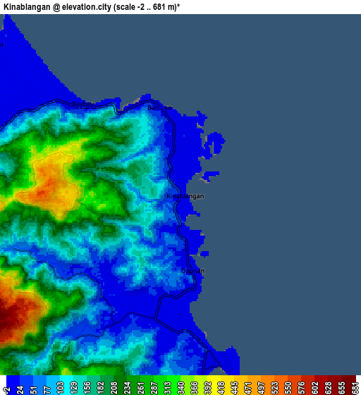 Zoom OUT 2x Kinablangan, Philippines elevation map