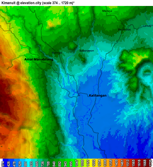 Zoom OUT 2x Kimanuit, Philippines elevation map