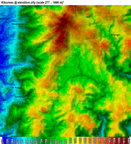 Zoom OUT 2x Kibureau, Philippines elevation map