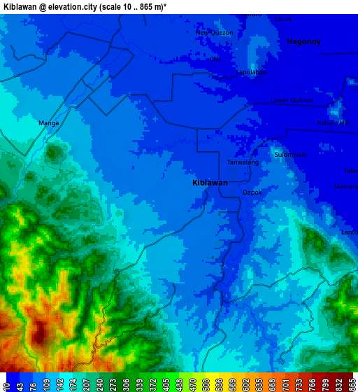 Zoom OUT 2x Kiblawan, Philippines elevation map