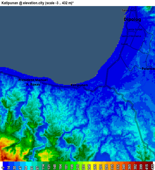 Zoom OUT 2x Katipunan, Philippines elevation map