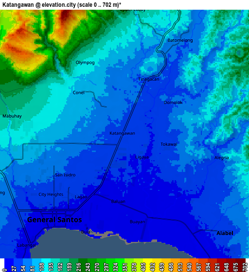 Zoom OUT 2x Katangawan, Philippines elevation map