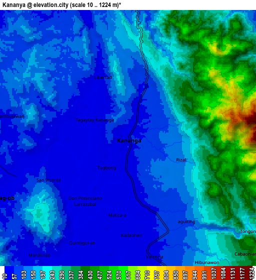 Zoom OUT 2x Kananya, Philippines elevation map