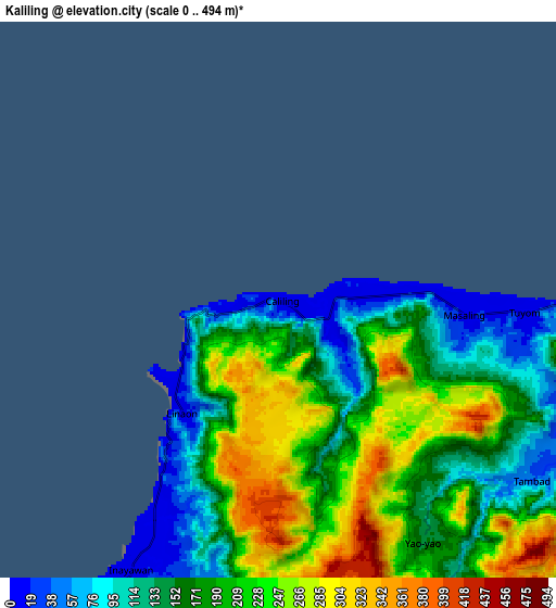 Zoom OUT 2x Kaliling, Philippines elevation map