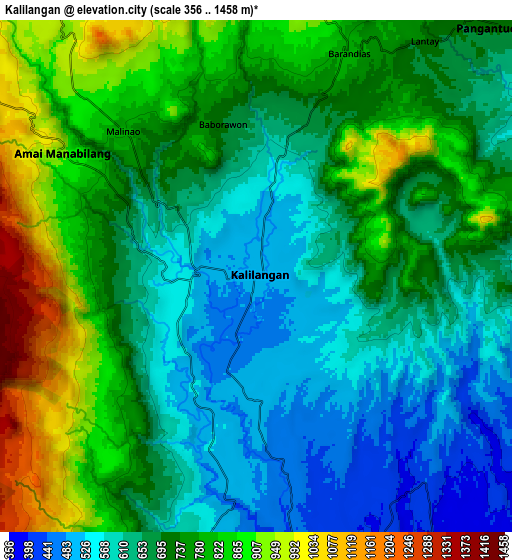 Zoom OUT 2x Kalilangan, Philippines elevation map