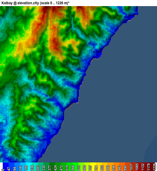 Zoom OUT 2x Kalbay, Philippines elevation map